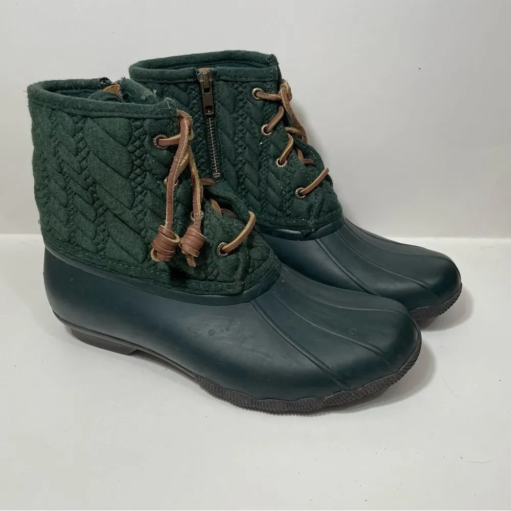 Sperry Forest Green Textured Ankle Duck Rain Boots
